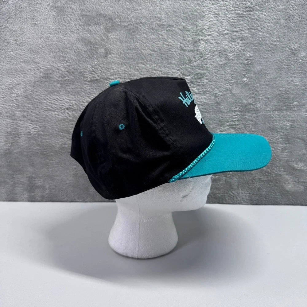 Vintage Heilig Meyers Furniture Embroidered Snapback Hat Black Teal Nissin Cap